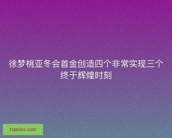 徐梦桃亚冬会首金创造四个非常实现三个终于辉煌时刻
